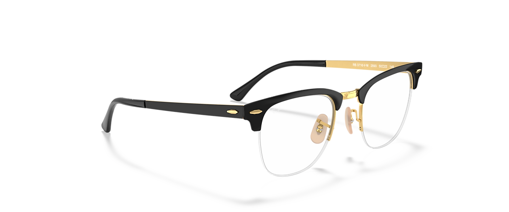 Ray-Ban RB3716VM Clubmaster Metal Optics Black On Gold Frames