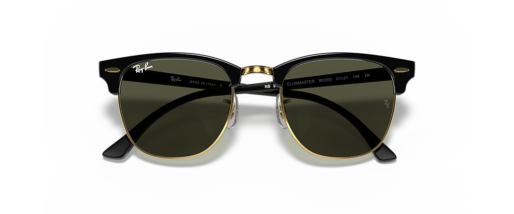 Ray-Ban RB3016 Clubmaster Classic Black On Gold Sunglasses