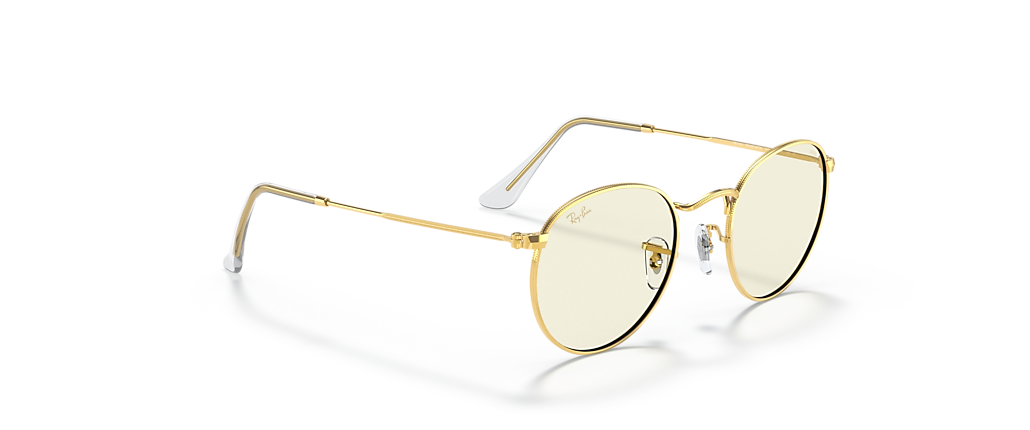 Ray-Ban RB3447 Round Blue-Violet Light Clear Evolve Gold Sunglasses