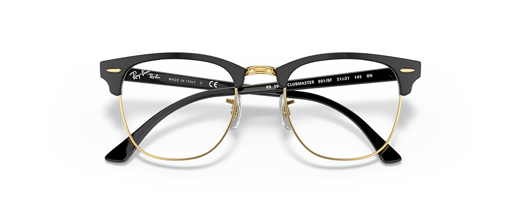 Ray-Ban RB3016 Clubmaster Blue-Violet Light Clear Black Sunglasses