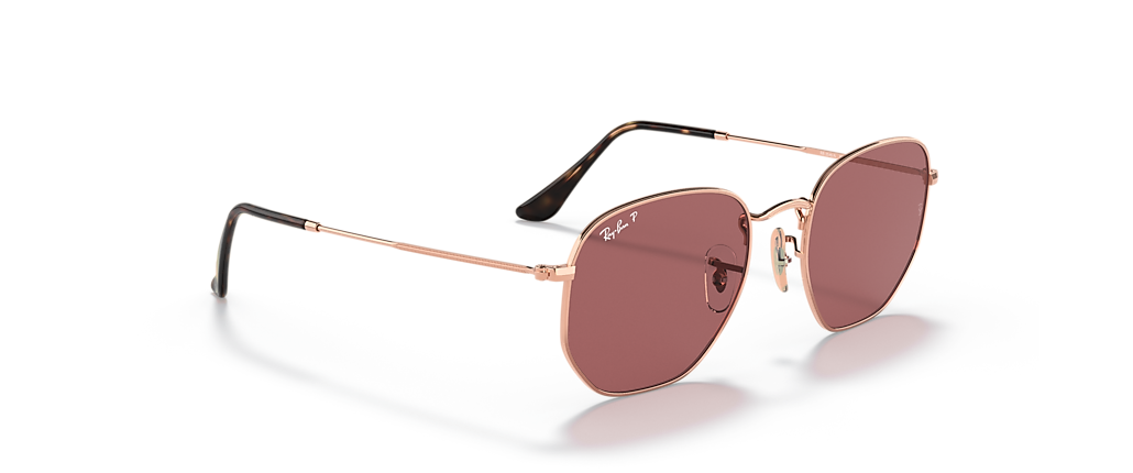 Ray-Ban RB3548N Hexagonal Flat Lenses Rose Gold Sunglasses