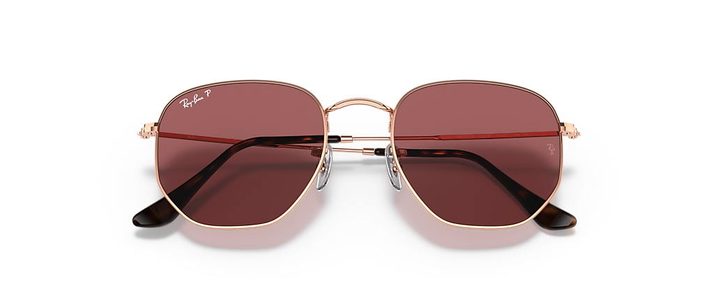 Ray-Ban RB3548N Hexagonal Flat Lenses Rose Gold Sunglasses