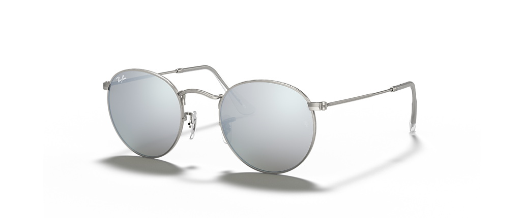 Ray-Ban RB3447 Round Flash Lenses Silver Sunglasses