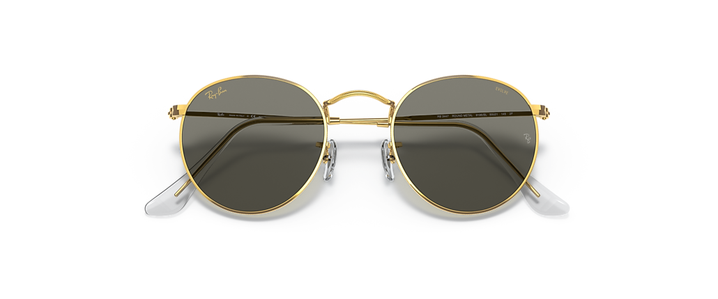 Ray-Ban RB3447 Round Blue-Violet Light Clear Evolve Gold Sunglasses