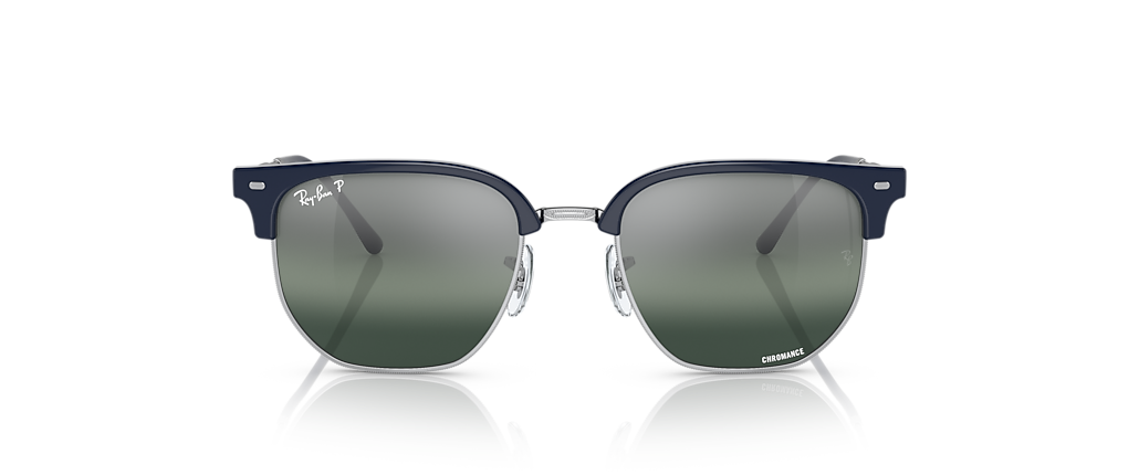 Ray-Ban RB4416 New Clubmaster Polarized+ Lenses Blue On Silver Sunglasses