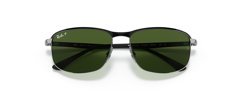 Ray-Ban RB3671CH RB3671 Polarized+ Lenses Black On Silver Sunglasses
