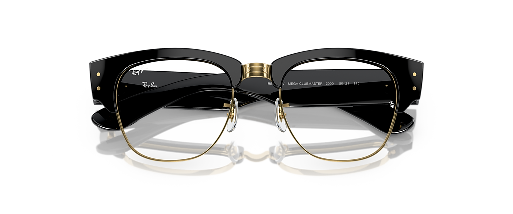 Ray-Ban RB0316V Mega Clubmaster Optics Black On Gold Frames