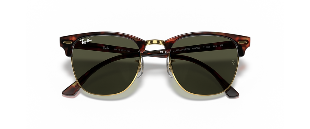 Ray-Ban RB3016 Clubmaster Classic Tortoise On Gold Sunglasses