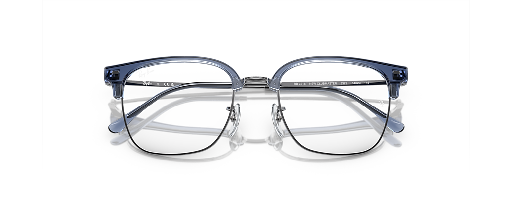 Ray-Ban RB7216 New Clubmaster Optics Transparent Blue On Gunmetal Frames