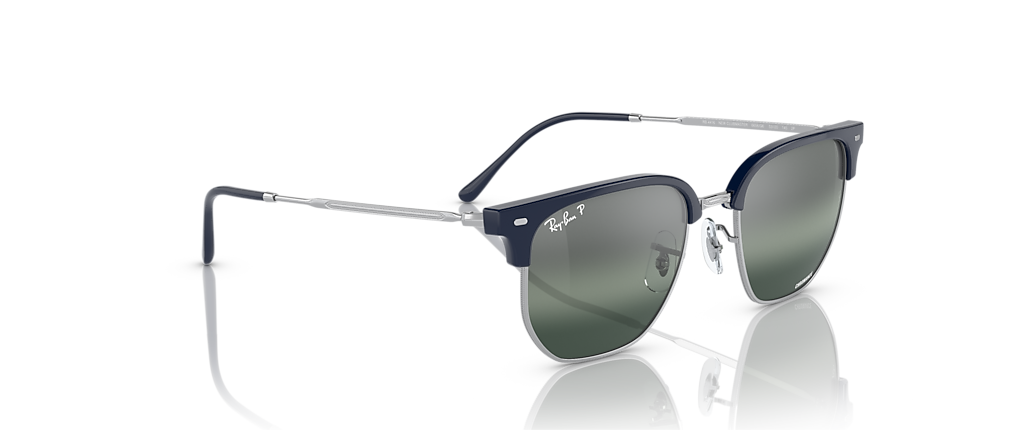 Ray-Ban RB4416 New Clubmaster Polarized+ Lenses Blue On Silver Sunglasses