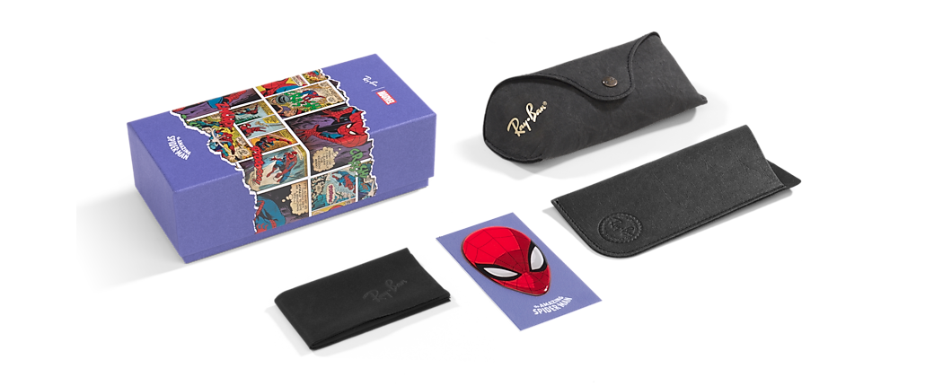 Ray-Ban RB9644S Ray-Ban MARVEL© - Spiderman RB9644S Kids Polished Dark and Rubber Red Sunglasses